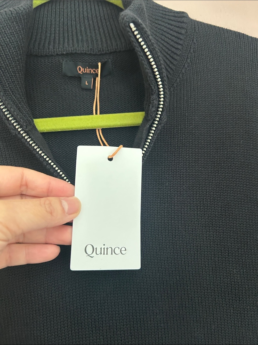 NWT Quince Men’s 100% Organic Cotton Quarter-Zip Sweater Black Large - Picture 9 of 12